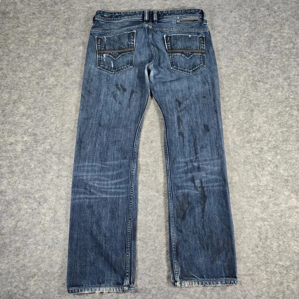 Diesel Safado Jeans Mens 32x32 Blue Good Distressed Oil Splatter Wash